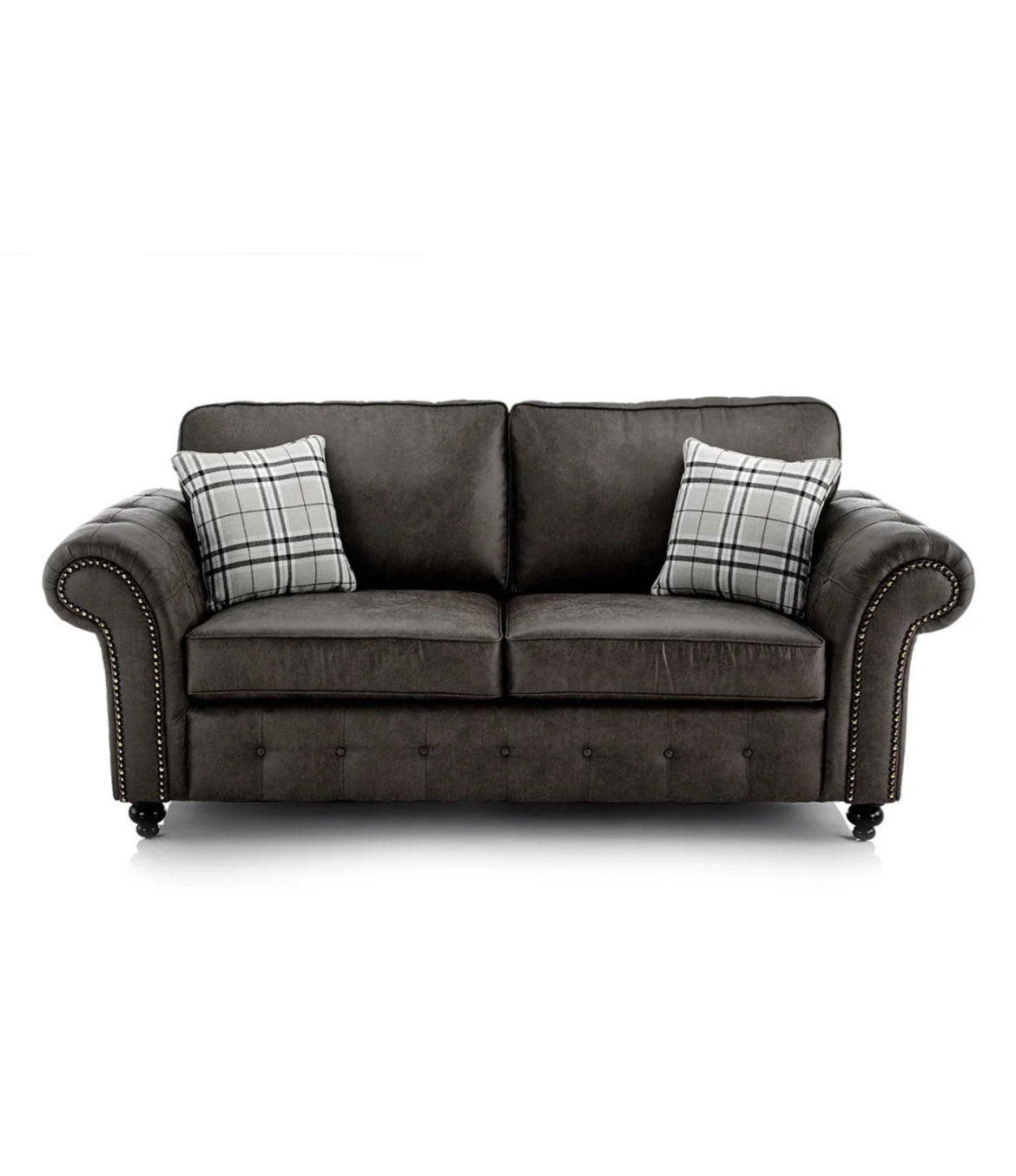New Oakland ~ Brown / Black Suede Faux Leather 3 Seater Sofa